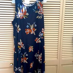 Leota Size 3x Sleeveless Navy Floral Fit & Flare Dress
